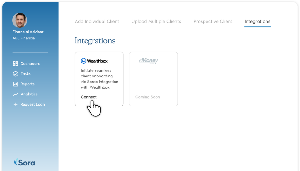 A user connecting Sora to Wealthbox CRM.