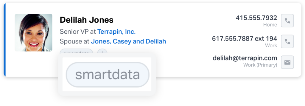 Smartdata tag on a contact record in Wealthbox.